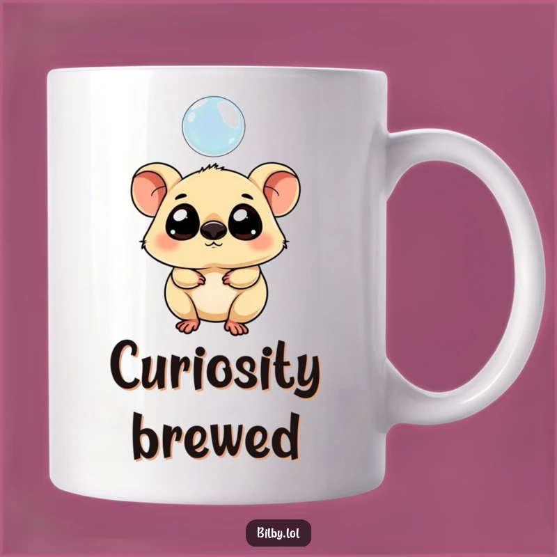 Funny Curious Marsupial Mug: Bubble Watcher, Adorable Funny Gift for Whimsical Souls!