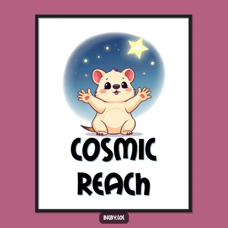 Funny Wishing Marsupial Digital Art: Star Reacher, Instant Magical Funny Gift!