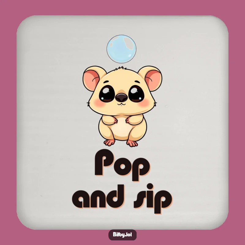 Funny Curious Marsupial Coaster: Bubble Wonder Surface Protector, Unique Funny Gift!