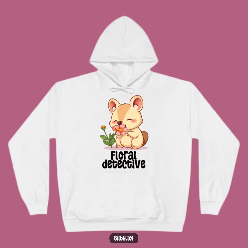 Cozy Funny Sniffing Marsupial Hoodie: Warm Hug with Flower, Adorable Funny Gift!