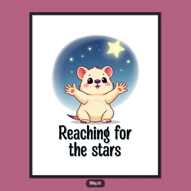 Free Printable Wall Art: Marsupial Star Gazer, Funny Downloadable Dreamy Decor