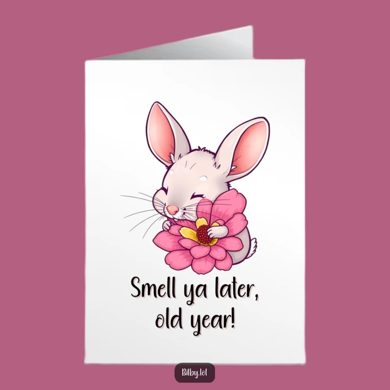 Free Printable Bilby Flower Birthday Card - Funny Sniffing Downloadable Gift