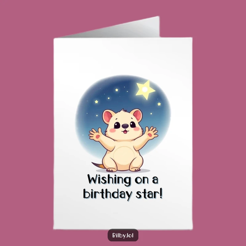 Free Printable Birthday Card: Starry Marsupial Wish, Funny Downloadable Gift