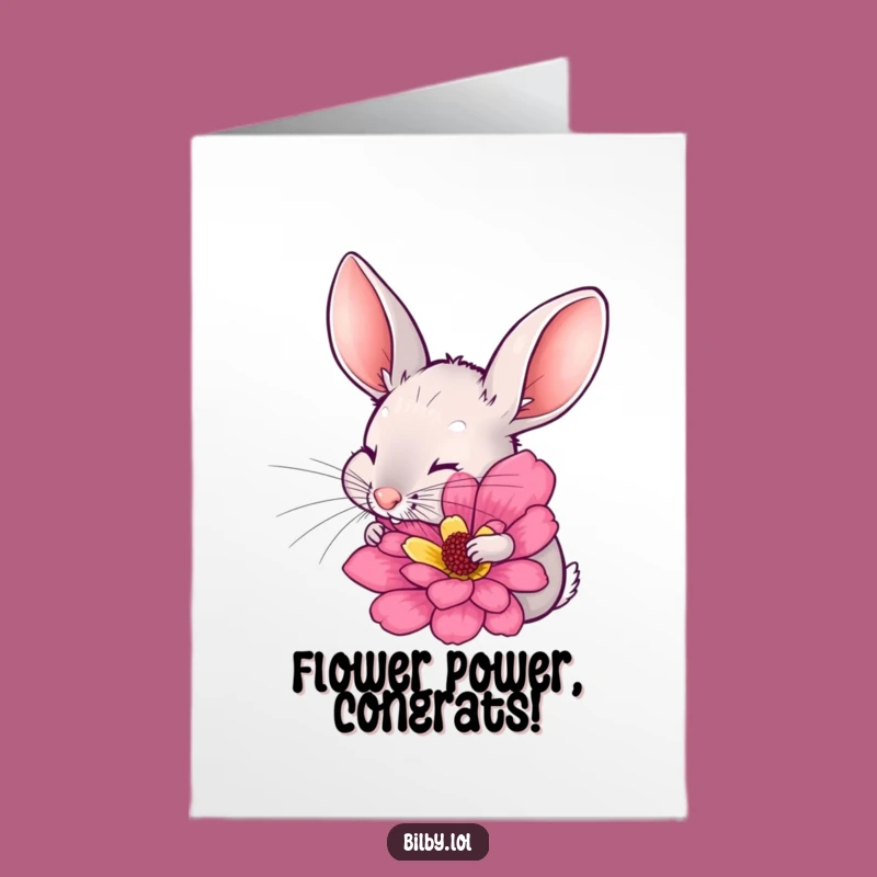 Free Printable Bilby Flower Congrats Card - Funny Sniffing Downloadable Surprise