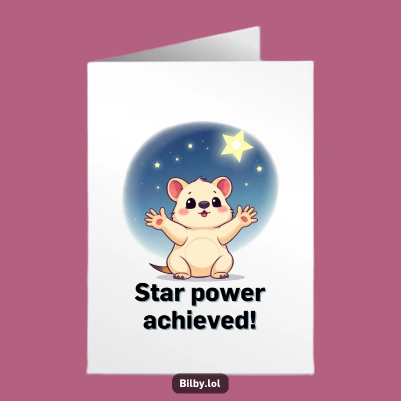 Free Printable Congrats Card: Marsupial Star Reach, Funny Downloadable Achievement Gift