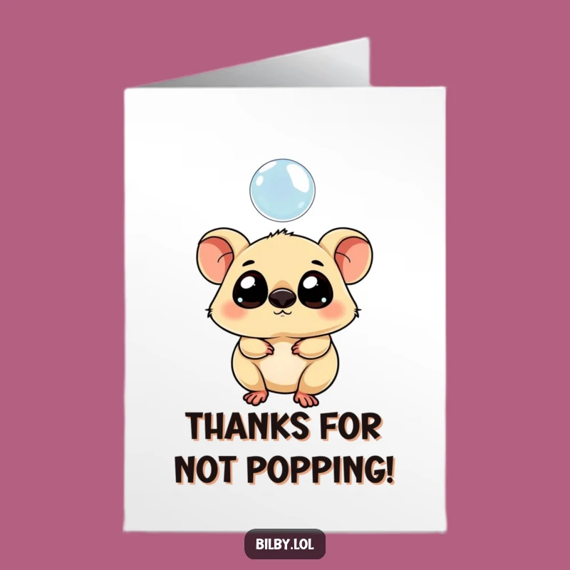 Free Printable Thank You Card: Curious Bubble Marsupial, Funny Downloadable Gift