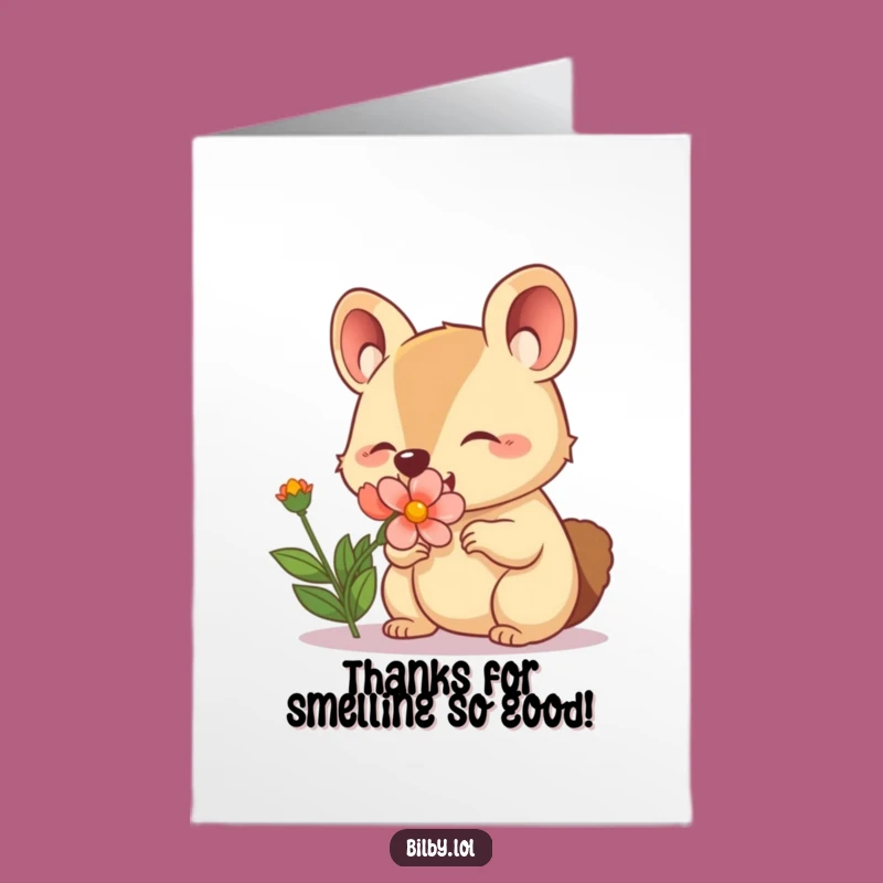 Free Printable Thank You Card: Smelling Marsupial, Funny Downloadable Gift for Thanks