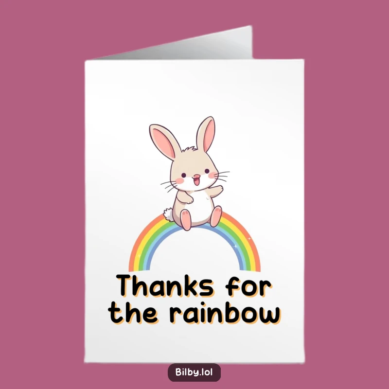 Free Printable Bilby Rainbow Thank You Card - Funny Hopping Downloadable Gratitude