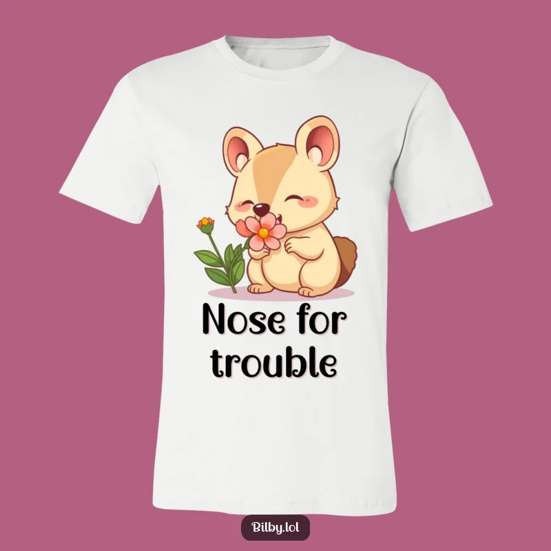 Funny Sniffing Marsupial T-Shirt: Happy Nose & Flower, Chic Funny Gift for All!
